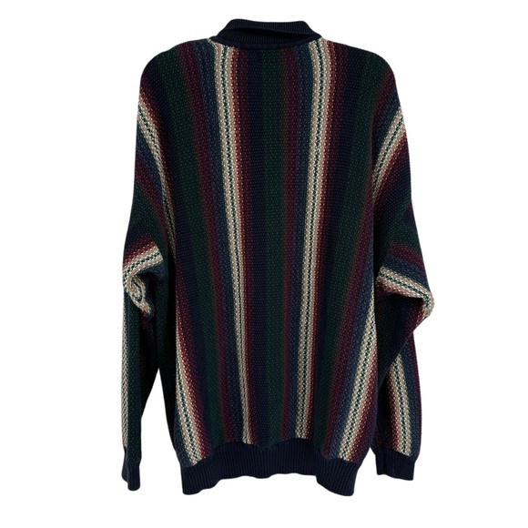 Cotton traders 3D Knit Grandpa Sweater Mens Size L Blue Gold Y2K Vintage - Picture 2 of 10